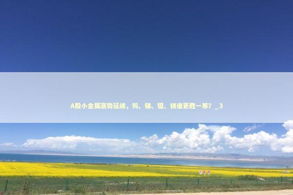 A股小金属涨势延续，钨、锑、钼、镁谁更胜一筹？_3 新闻